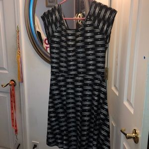 Black pattern crossback skater dress